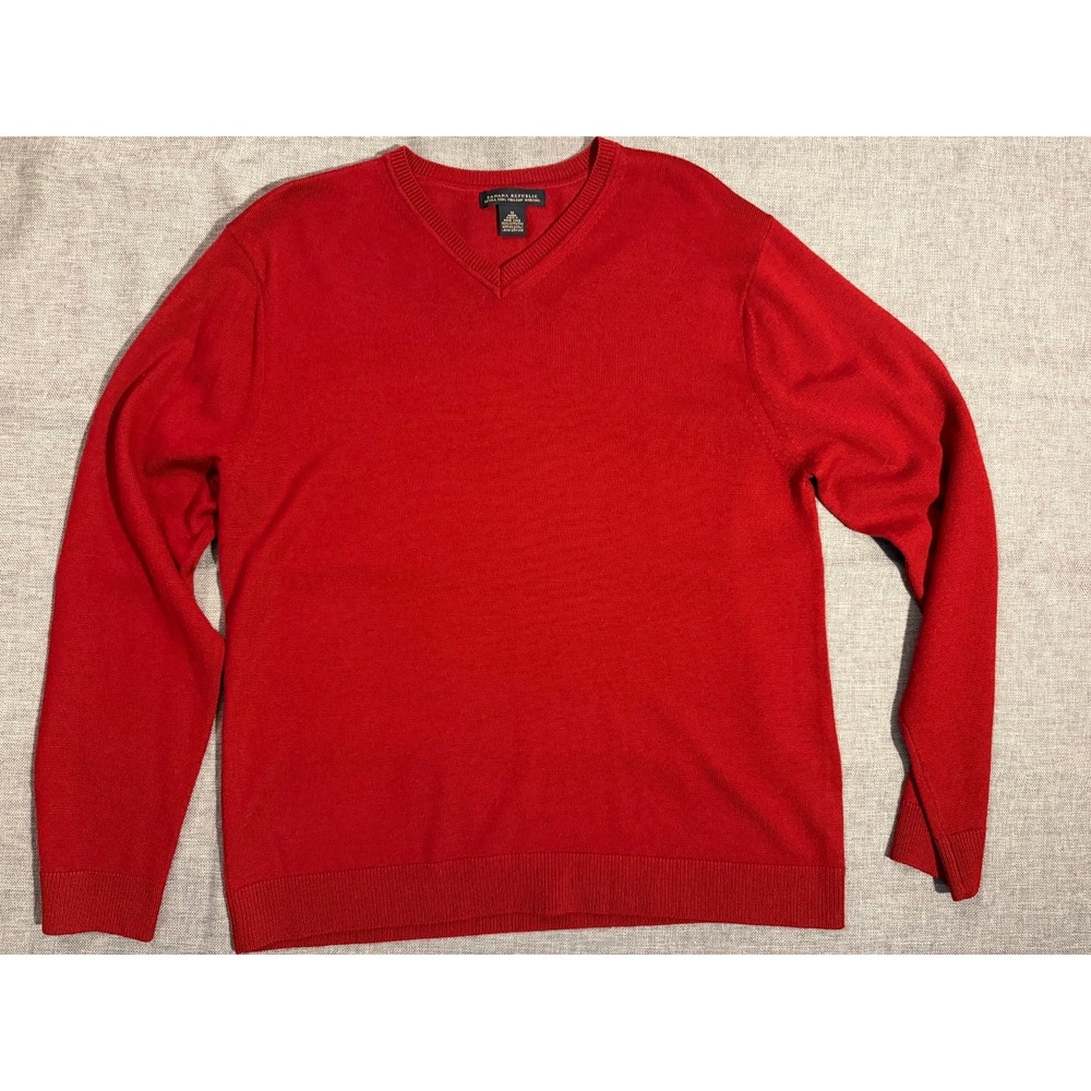 Banana Republic V-Neck Sweater Mens Size M Burgundy Extra Fine Merino Wool